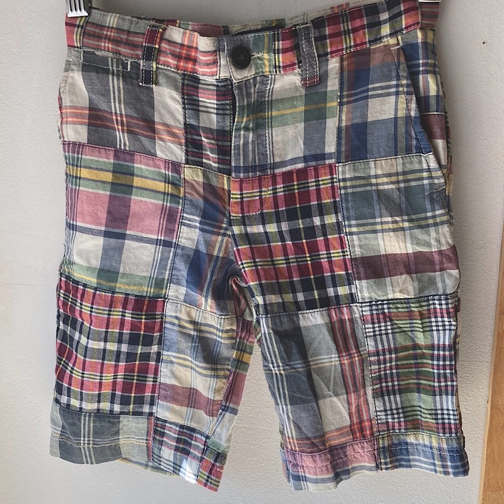 Polo Ralph Lauren quilted madras plaid long bermuda shorts sz 7